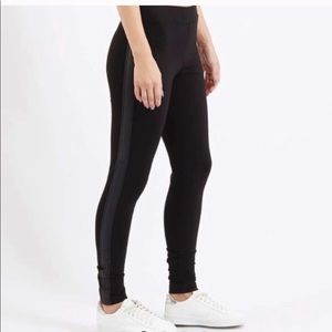 Topshop Black Leggings w Faux Leather Side Detail
